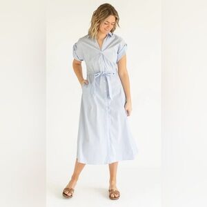 Universal Standard Striped Blue/White Shirt Dress, Sz 2XS (P2P 20”) Fits S/M